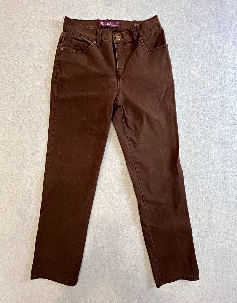 Gloria Vanderbilt Women’s Brown Dark Wash Straight Leg High Rise Jeans Sz 2 shrt